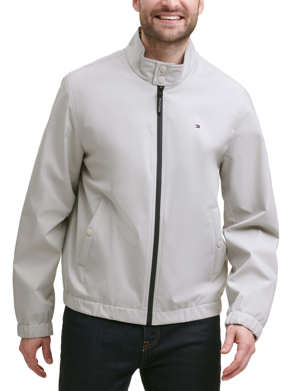 Tommy Hilfiger Men's Stand-Collar Jacket - Oyster